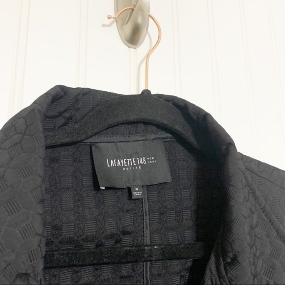 Lafayette 148 Black Textured Ruffle Front Jacket - Picture 2 of 5